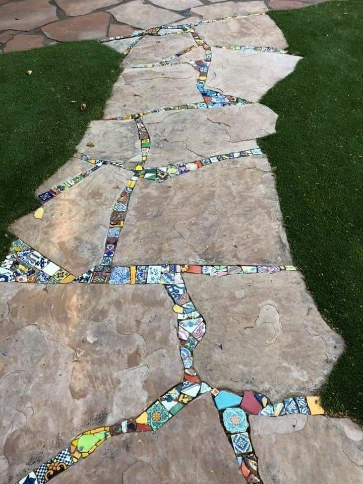 Mosaic-Inspired Stone Pathway