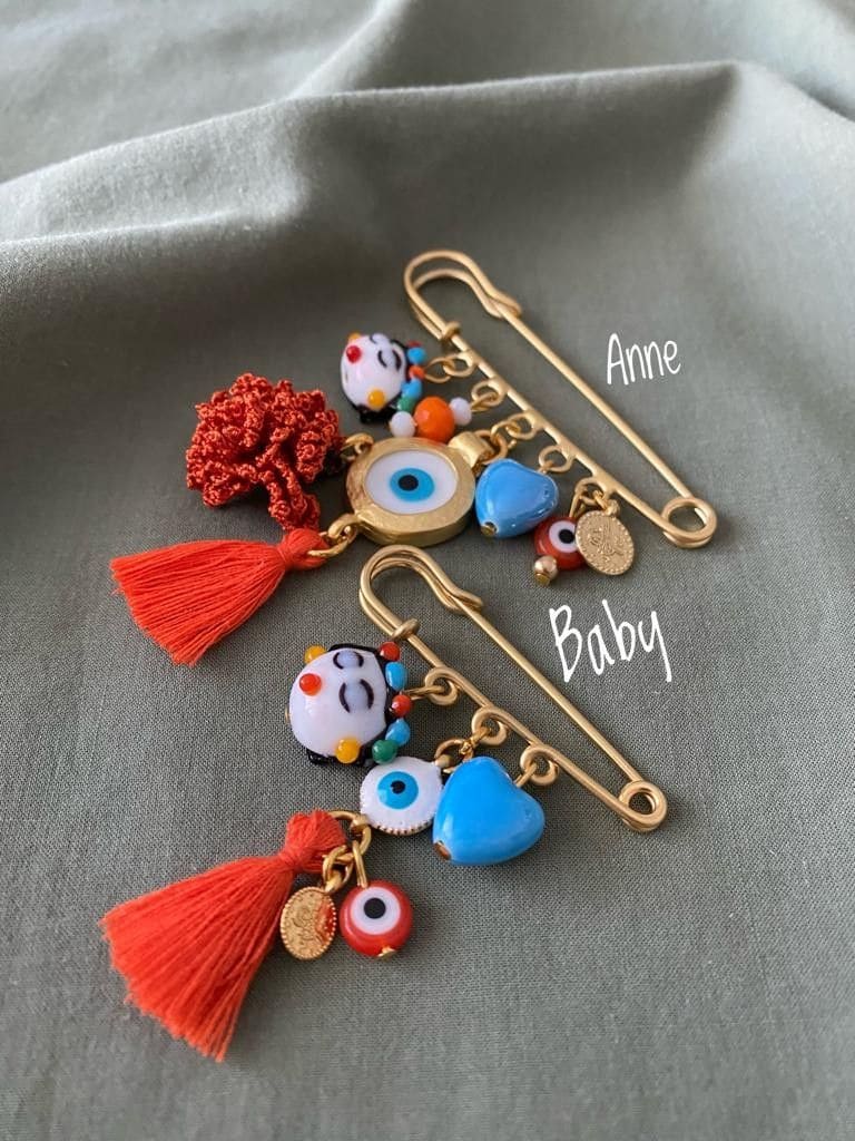 Mother & Baby Evil Eye Safety Pin Set