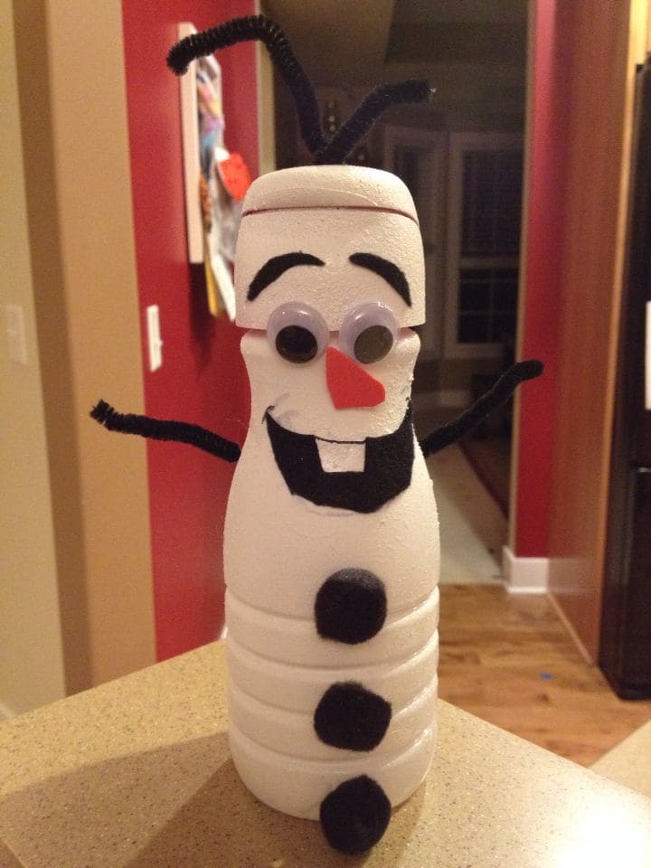 Olaf-Inspired Snowman Made from a Creamer Bottle
