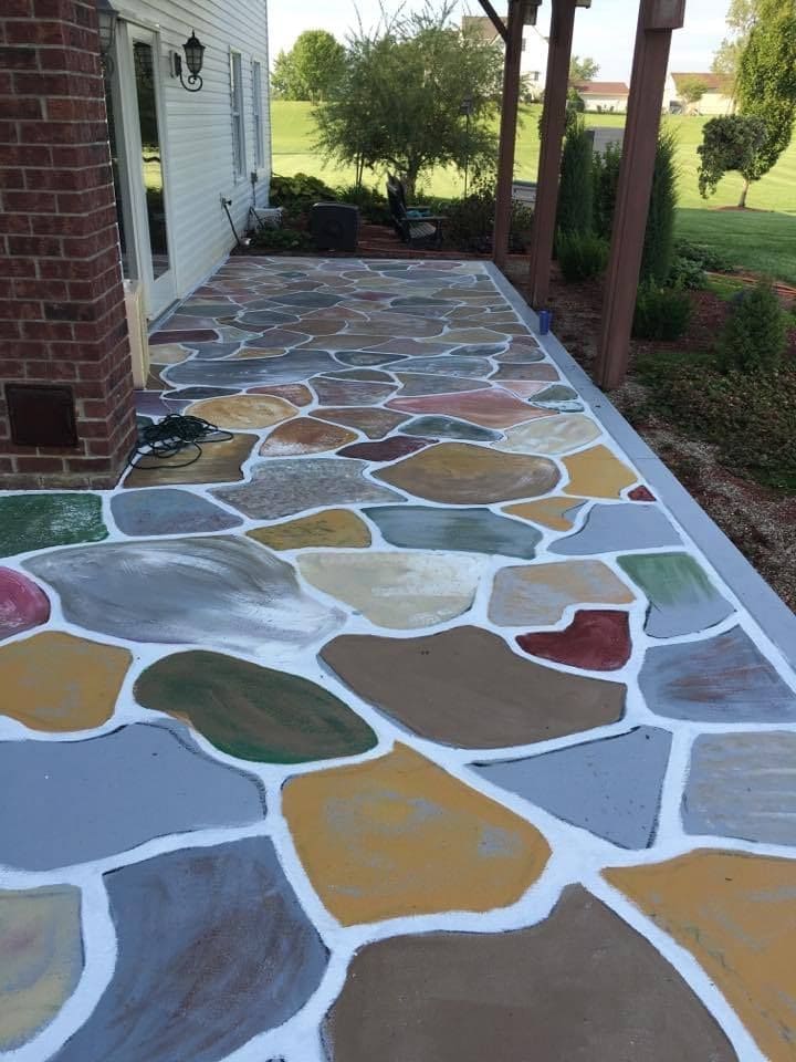 Painted Stone Patio Paving Design
