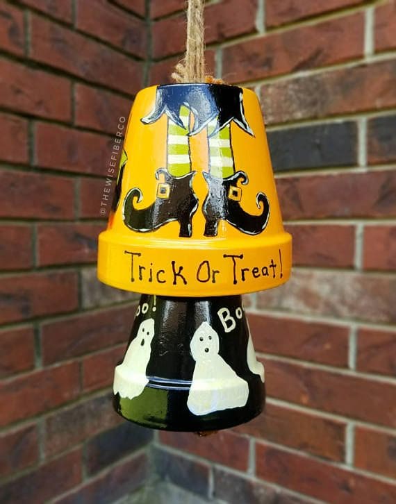 Painted Terra Cotta Halloween Bell