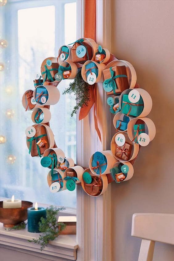 Paper Tube Advent Wreath Calendar