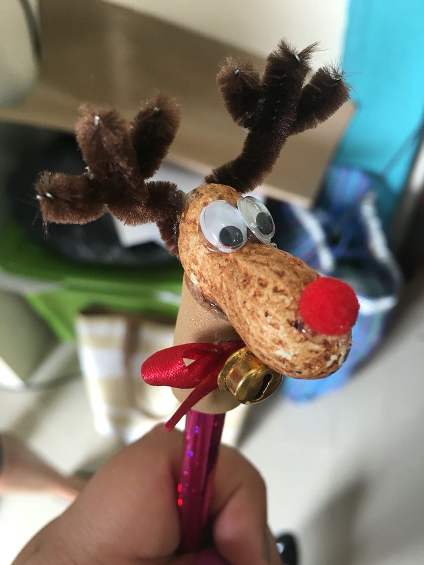 Peanut Shell Reindeer Pencil Topper