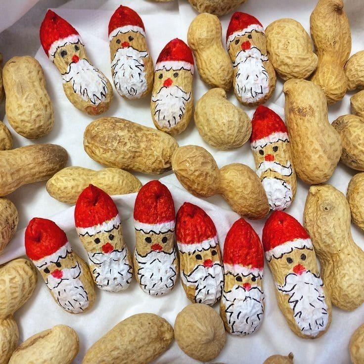 Peanut Shell Santa Ornaments