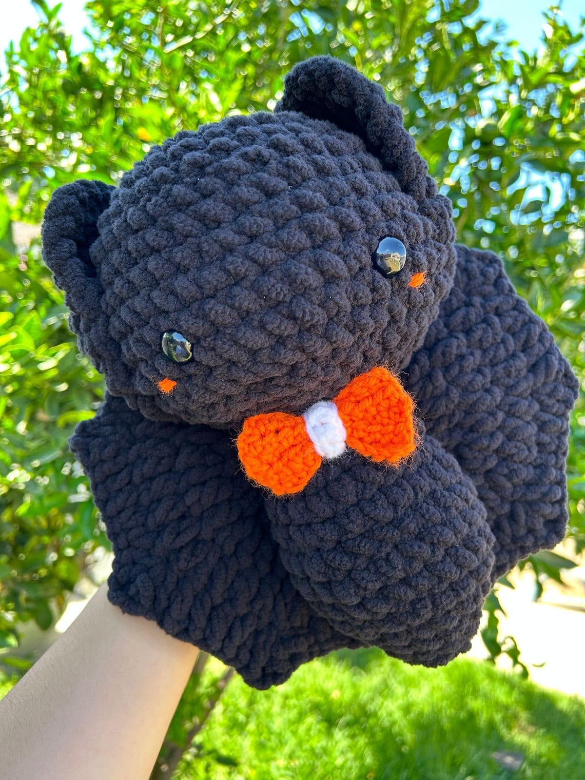 Plush Crochet Bat with Bow Tie