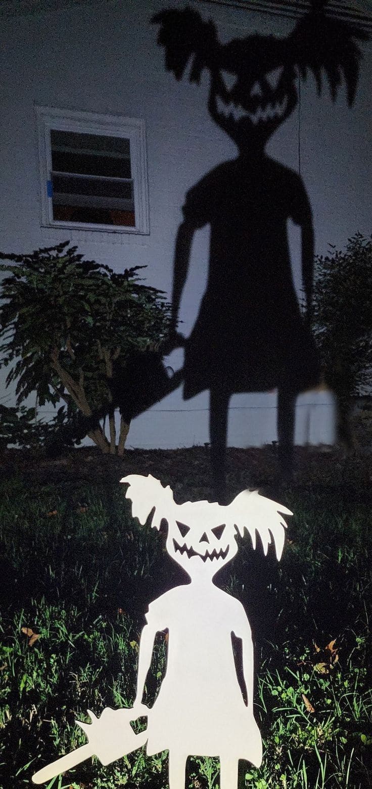 Pumpkin-Head Girl Shadow Silhouette Halloween Decoration