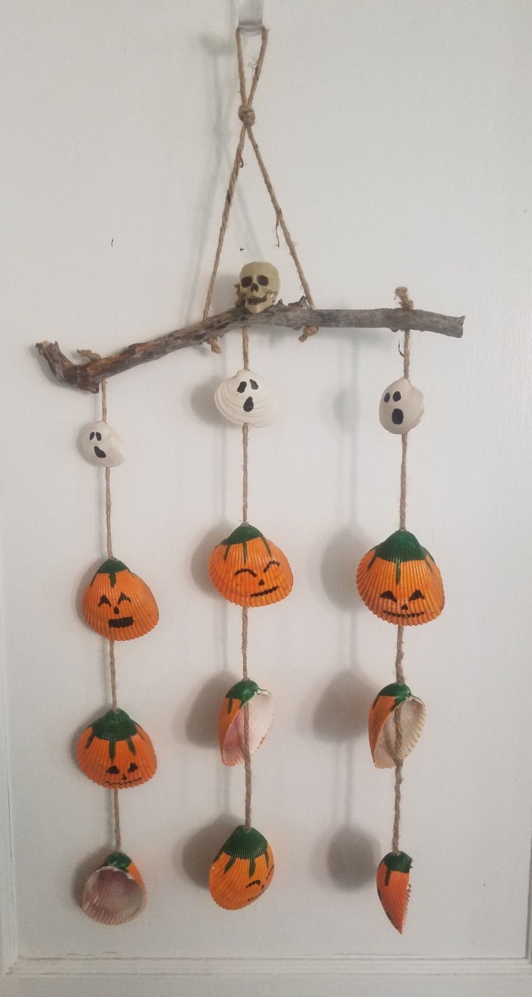 Pumpkin and Ghost Seashell Wind Chime