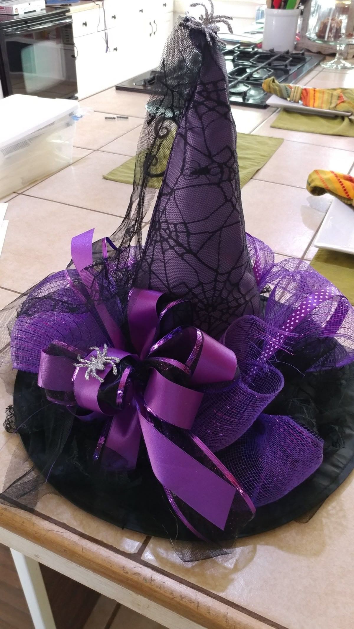 Purple Glam Spiderweb Witch Hat