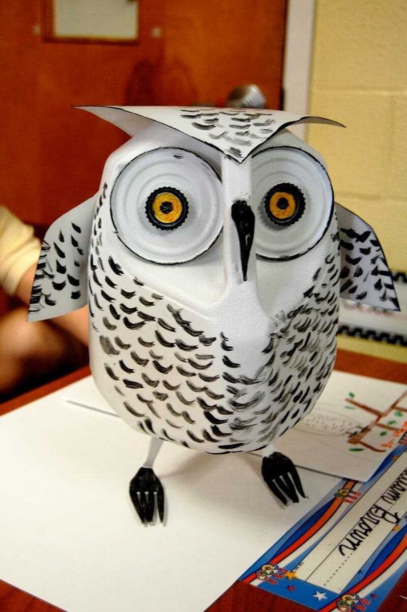 Recycled Snowy Owl Milk Jug