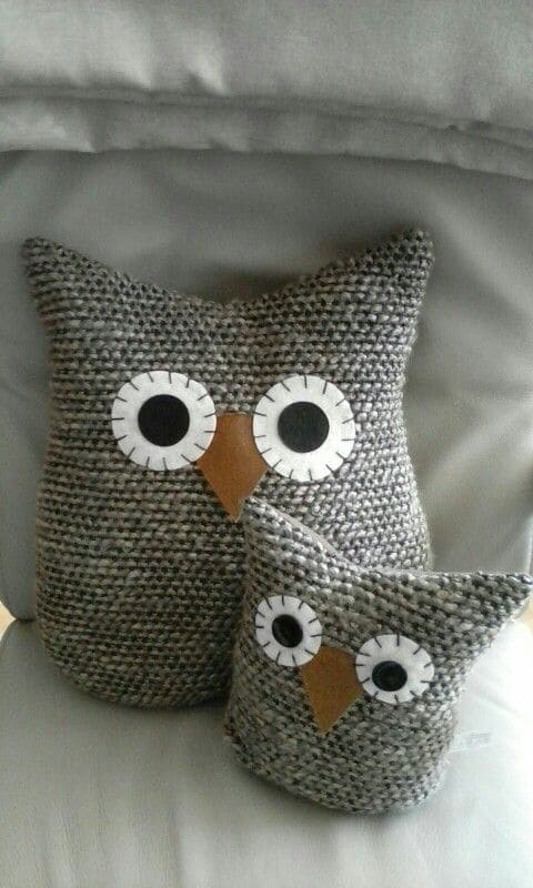 Recycled Sweater Owl Pillows