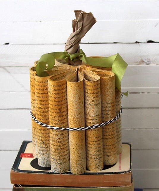 Rolled Book Page Pumpkin