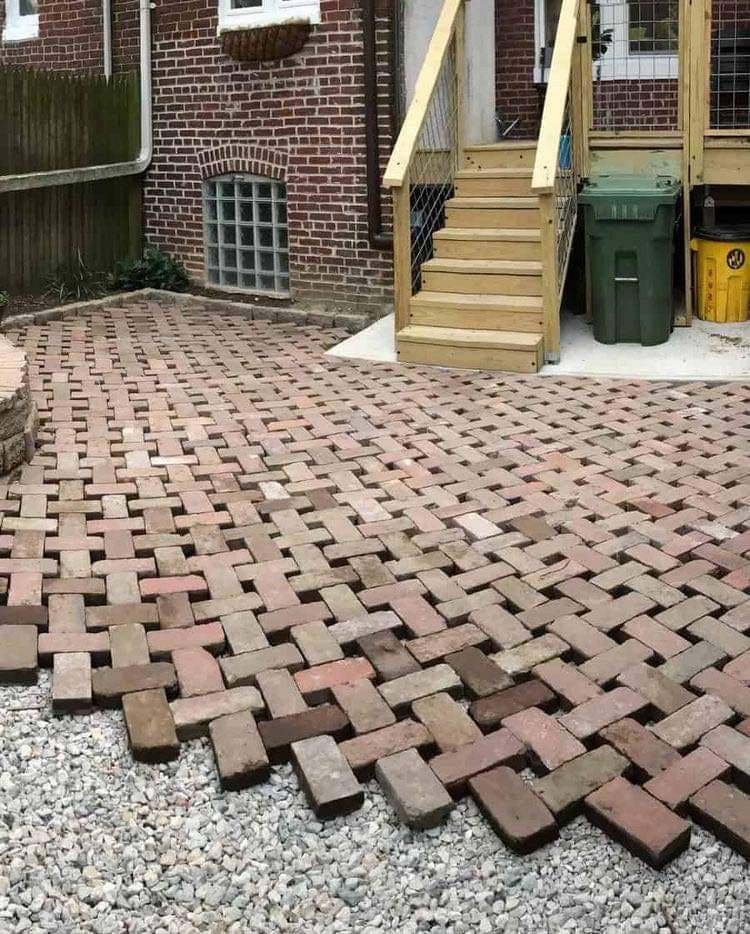 Rustic Brick Weave Patio Design