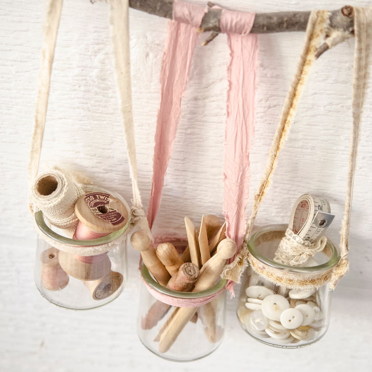Rustic Hanging Yogurt Jar Organizers
