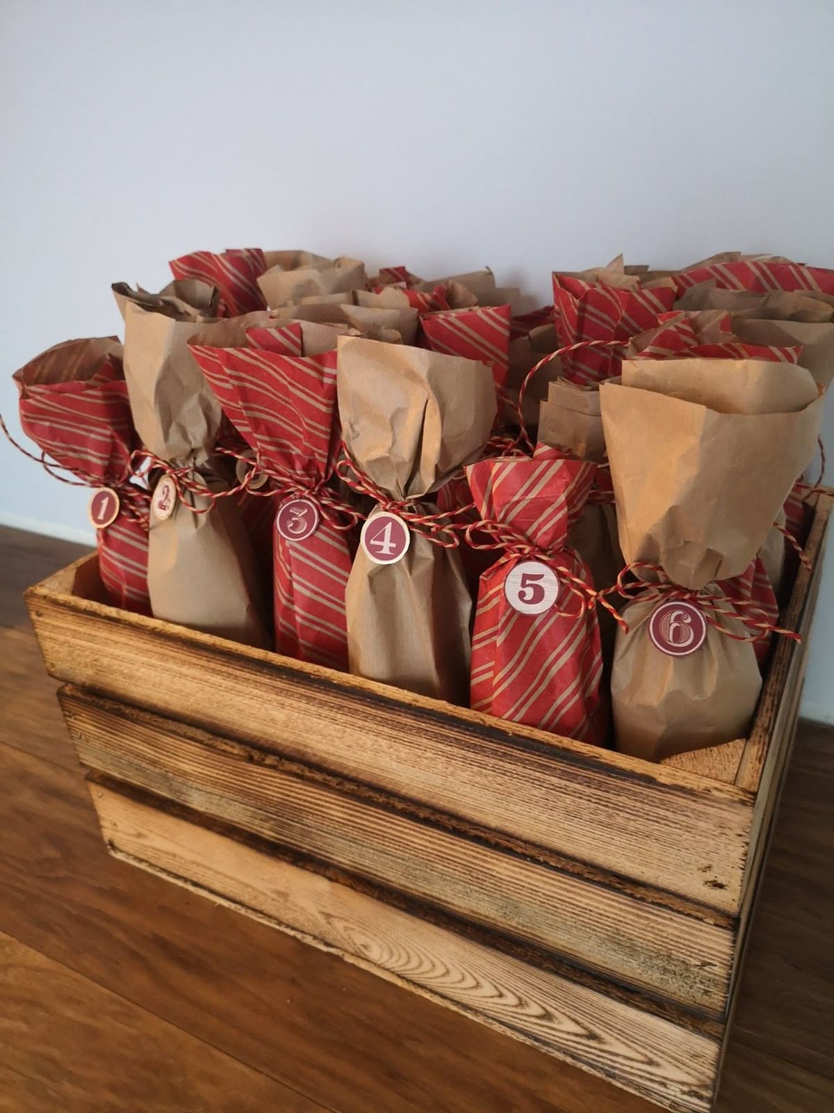 Rustic Paper Bag Advent Calendar Crate