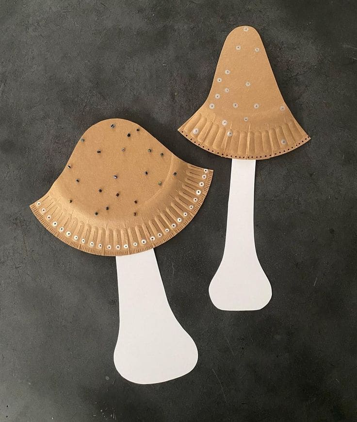 Rustic Paper Plate Mushroom Craft