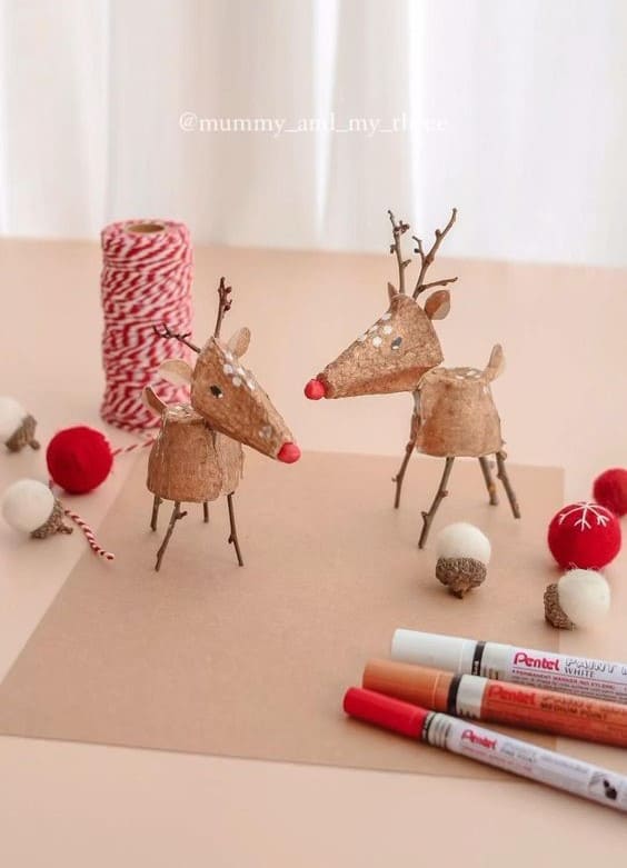Rustic Reindeer Figurines with Twig Legs