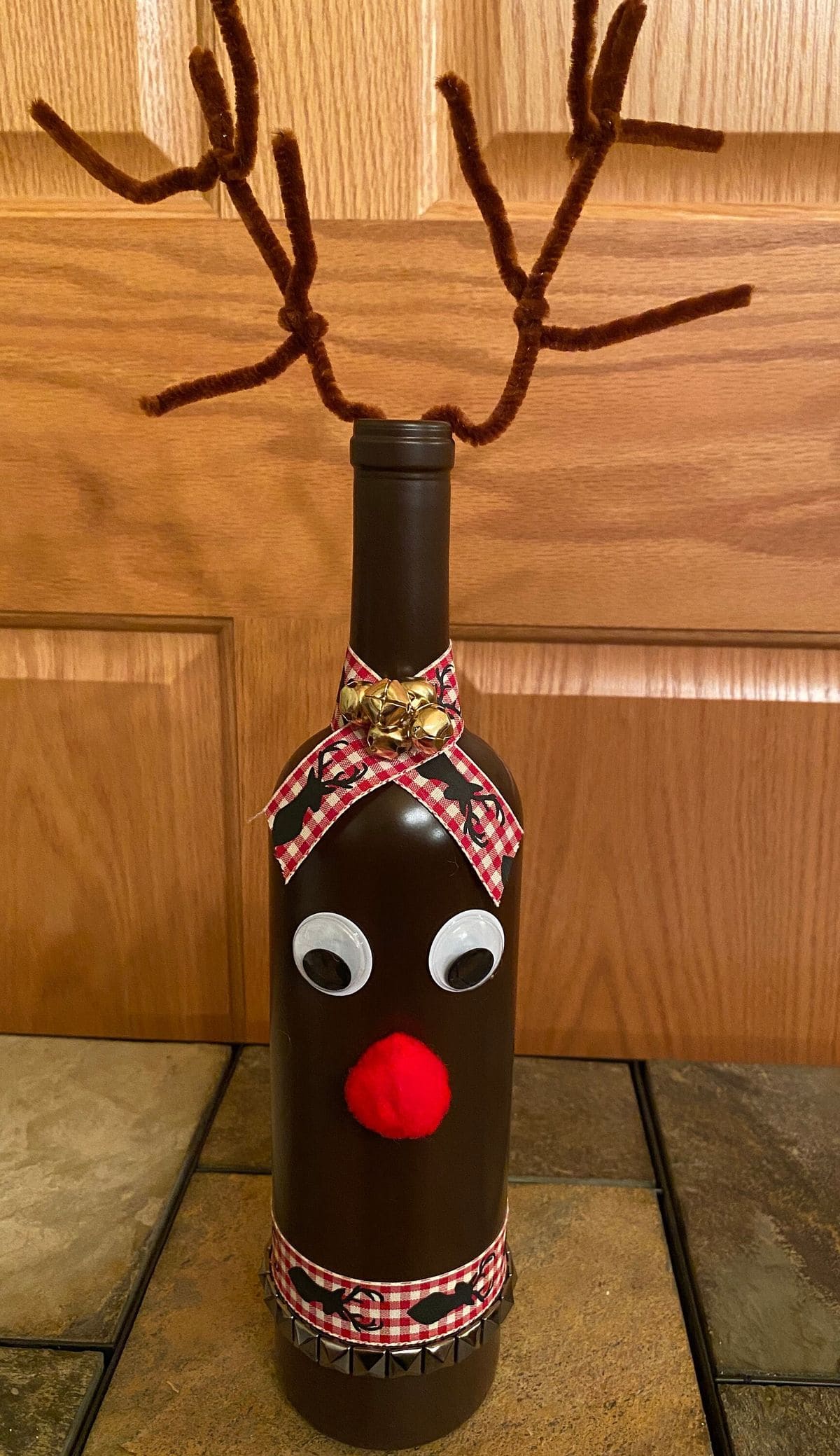 Rustic Reindeer Wine Bottle Decor