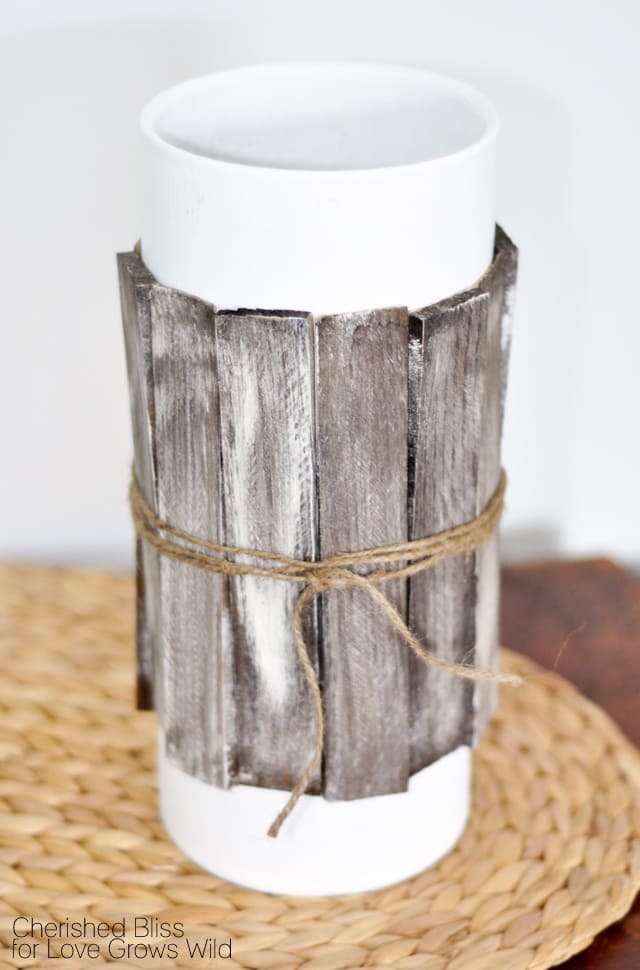 Rustic Wood Shim-Wrapped Vase
