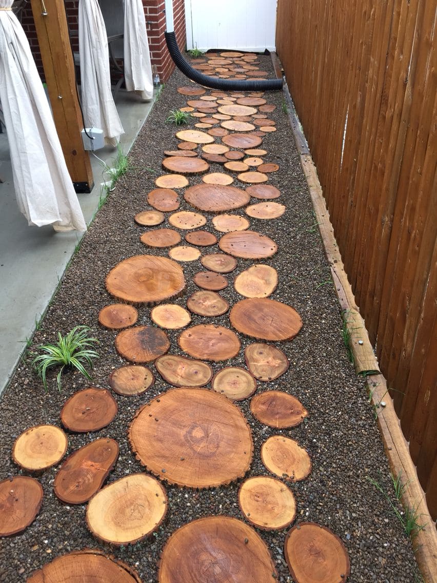 Rustic Wood Slice Garden Path