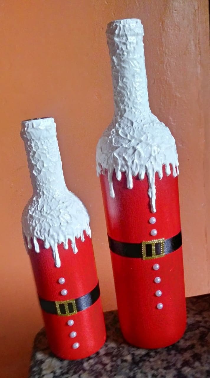 Santa Suit Bottles With Snowy Tops