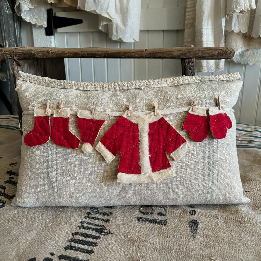 Santa’s Clothesline Christmas Pillow