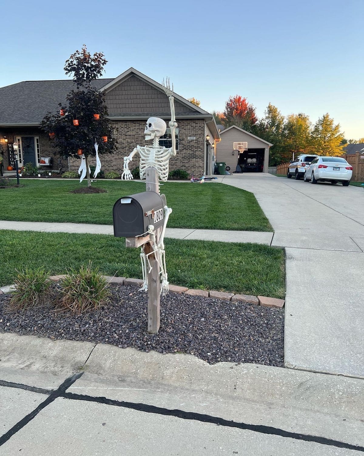 Skeleton Mailman Halloween Yard Decor