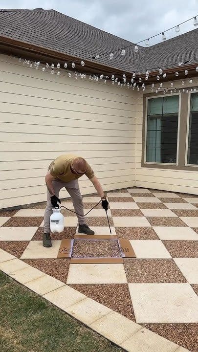 Sleek Checkered Patio with Modern Finish
