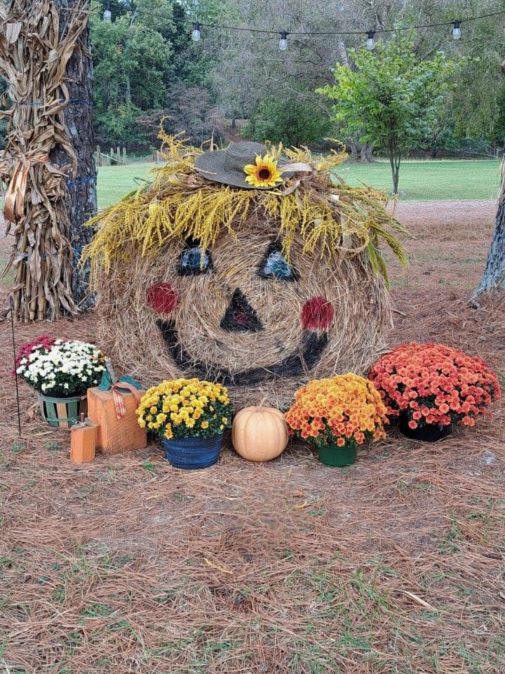 Smiling Scarecrow Hay Bale