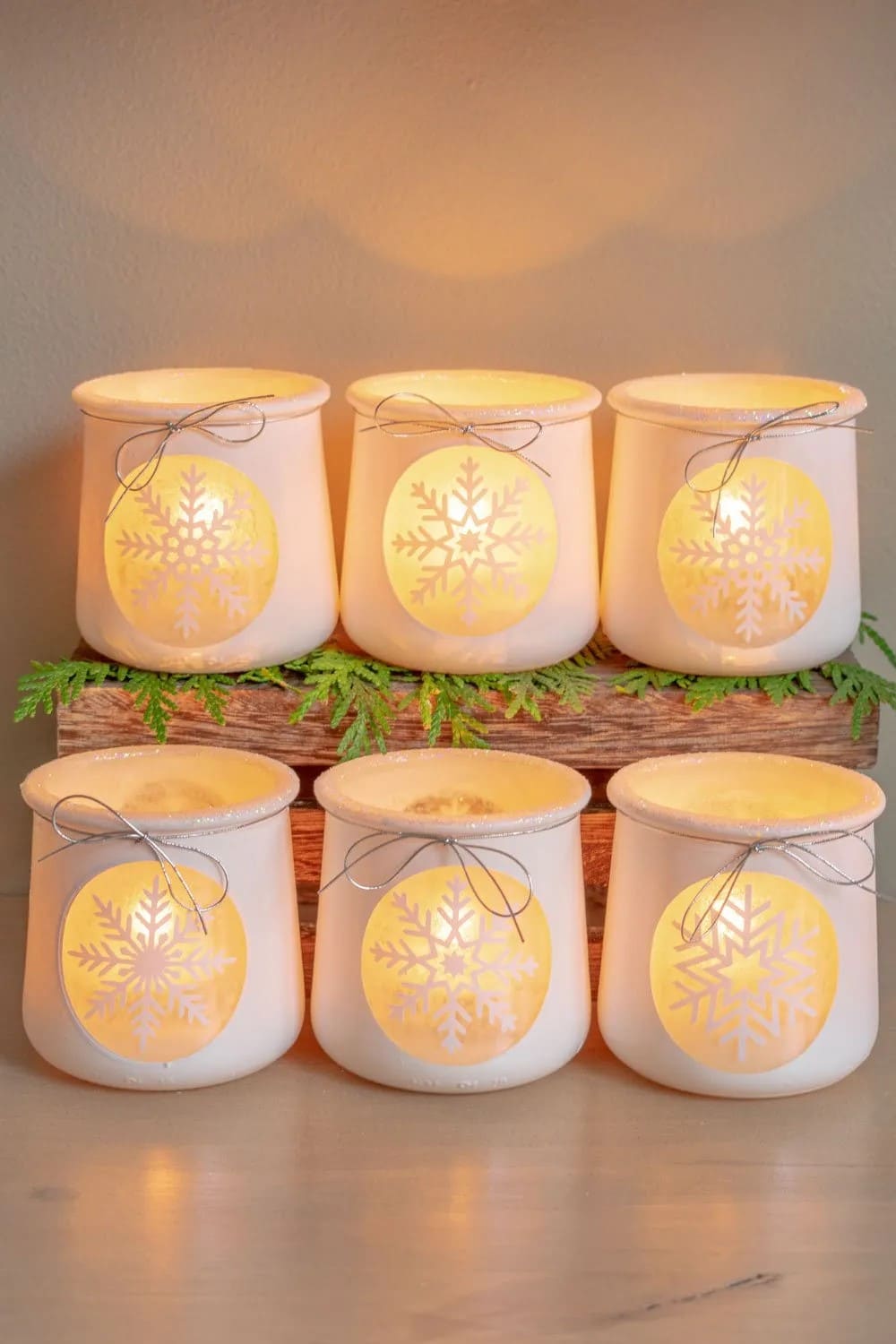 Snowflake Yogurt Jar Luminaries