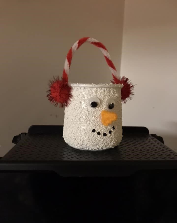 Snowman Jar with Earmuffs