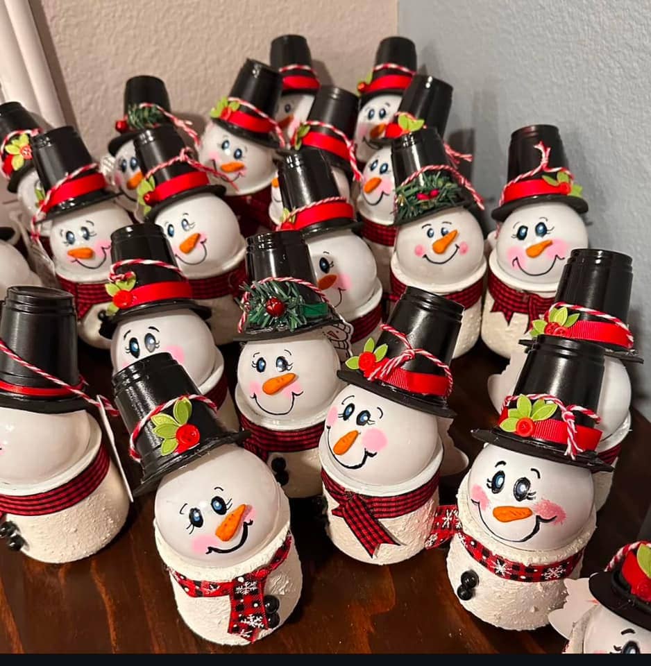Snowman Yogurt Jar Decorations
