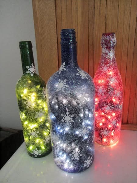 Sparkling Snowflake Bottle Lanterns