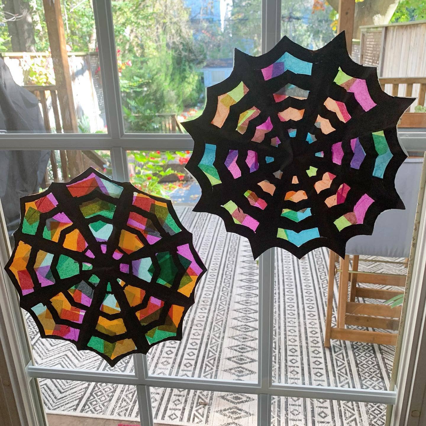 Stained Glass Paper Spiderwebs