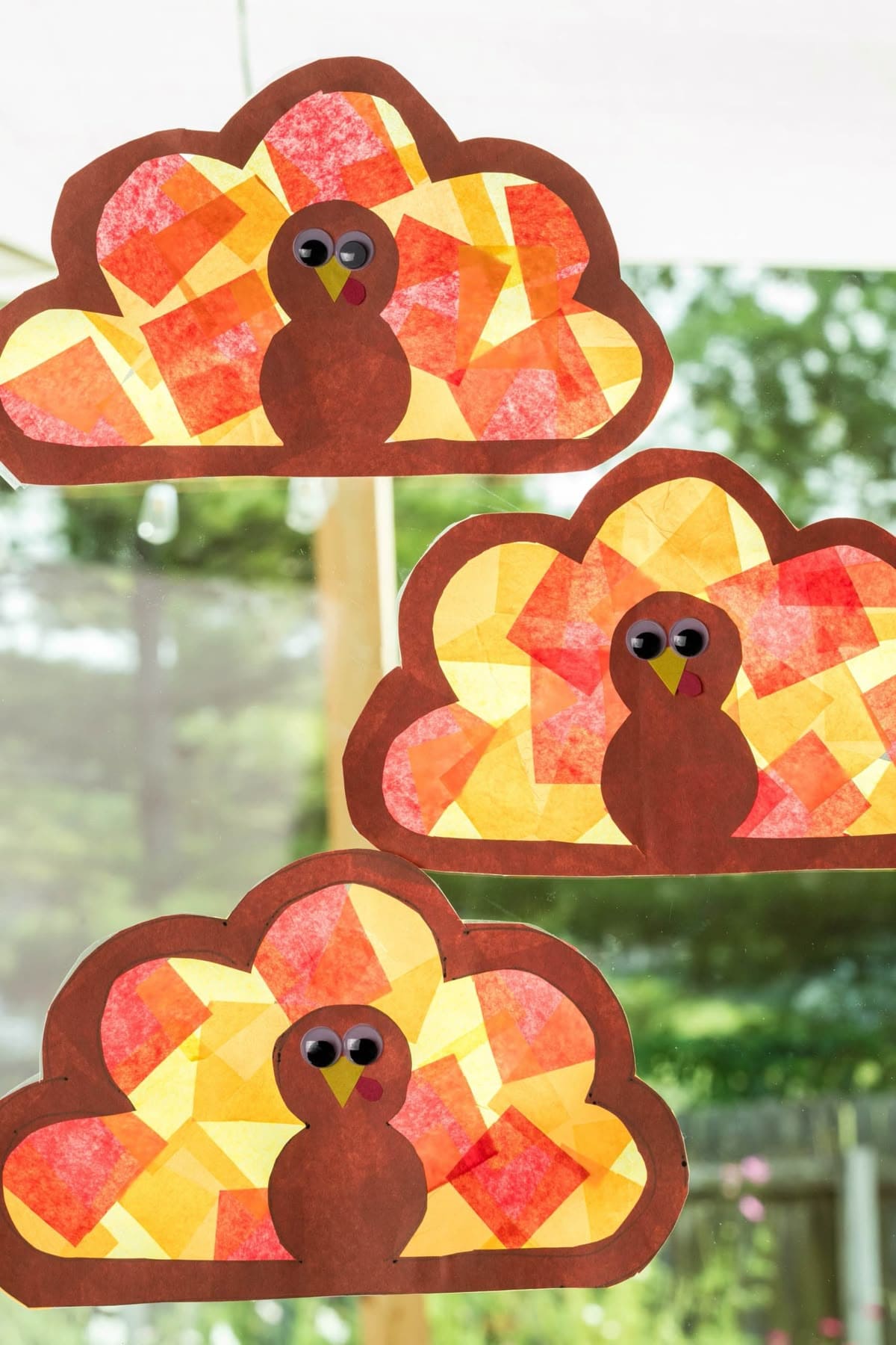 Stained Glass Tissue Paper Turkeys