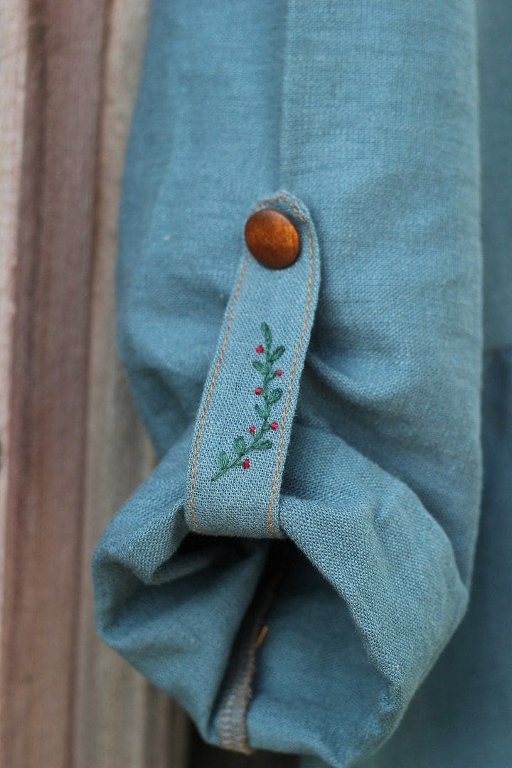 Subtle Floral Sleeve Tab Embroidery