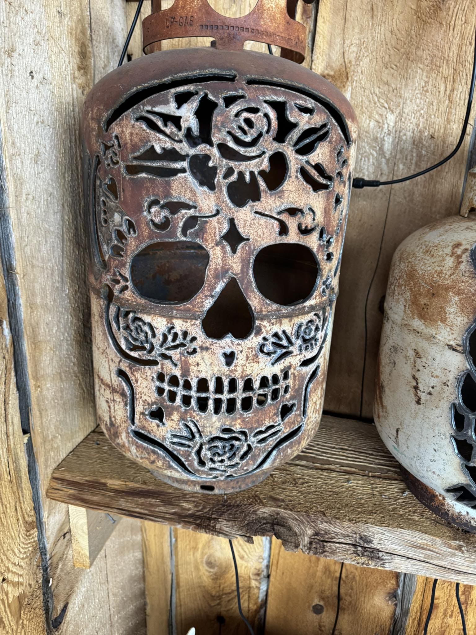 Sugar Skull Propane Tank Lantern