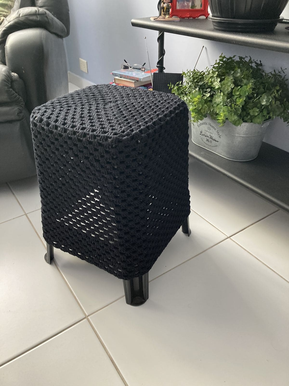 Sweater-Covered Stool Makeover