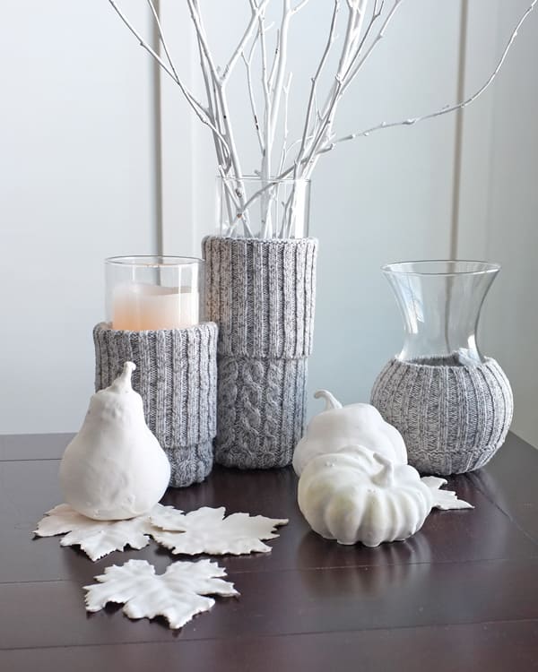 Sweater-Wrapped Vases and Candle Holders