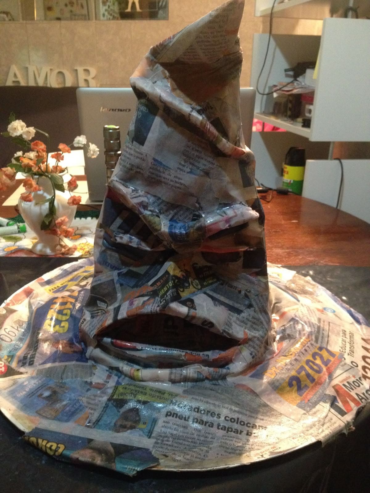 Talking Sorting Witch Hat Made from Newspaper