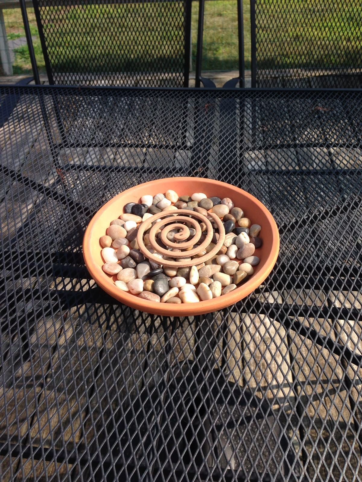 Terracotta Dish and Pebble Mosquito Coil Holder
