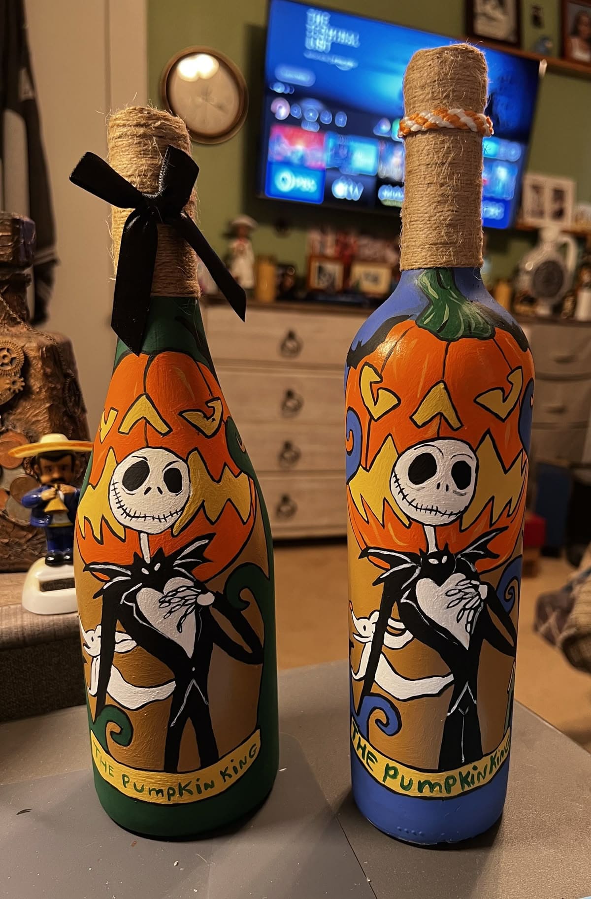 The Pumpkin King Painted Bottles