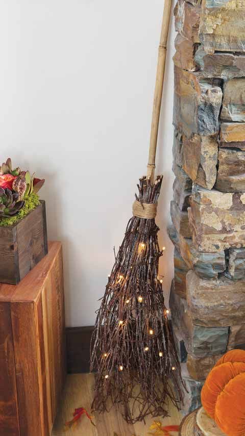 Twinkle Light Witch Broom for a Magical Hearth Accent