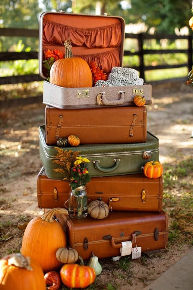 Vintage Suitcase Pumpkin Display