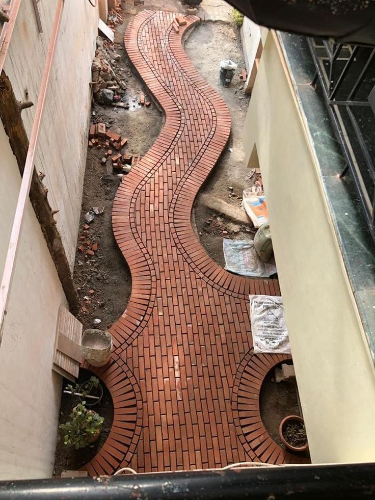 Wavy Brick Pathway Design