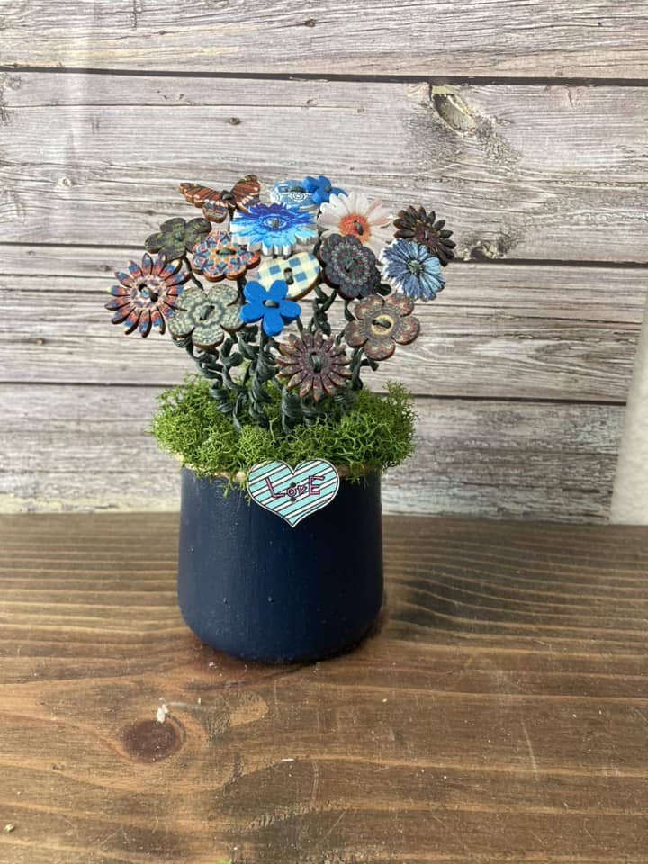 Whimsical Button Flower Jar