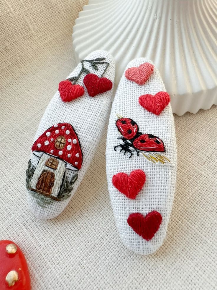 Whimsical Woodland Embroidered Hair Clips