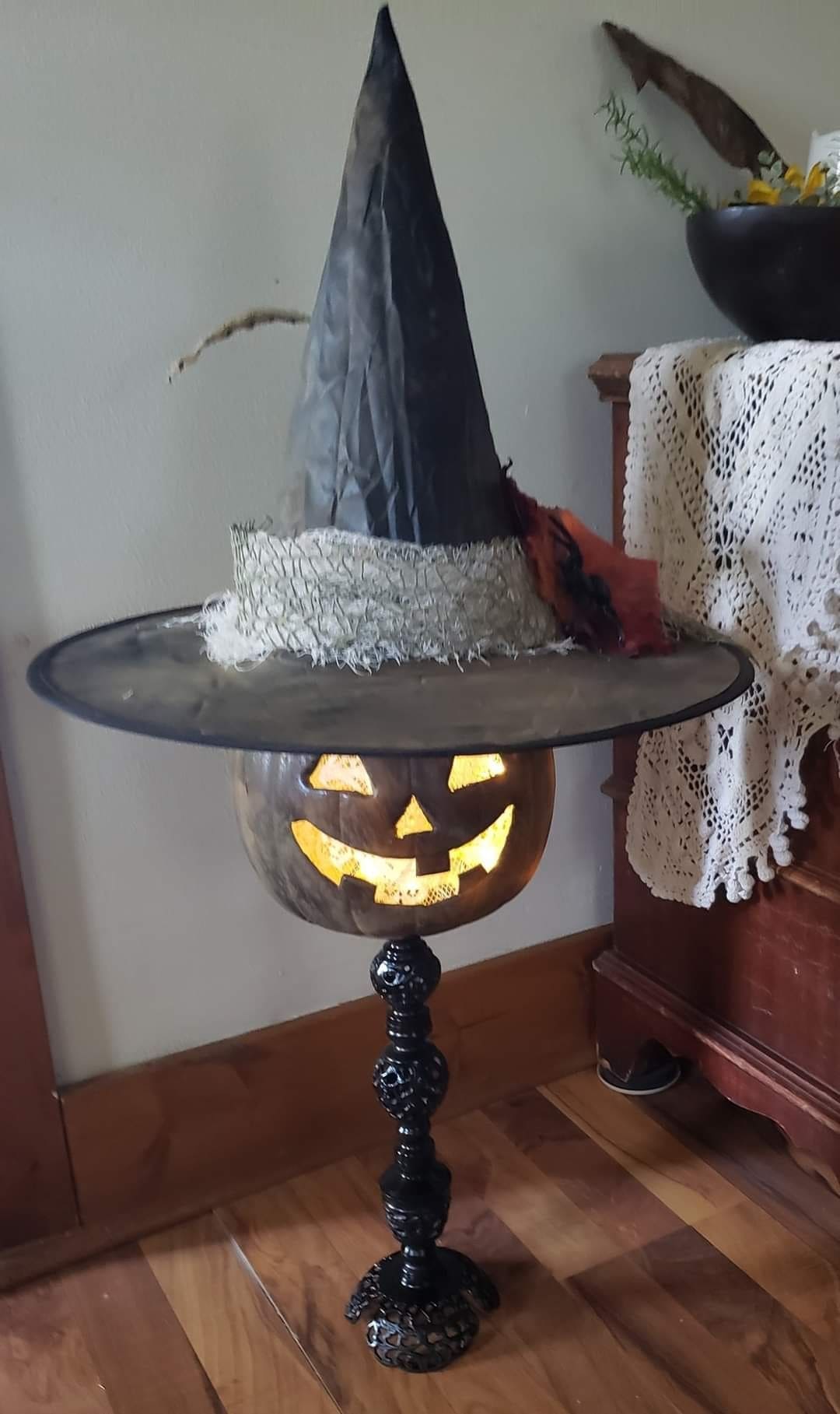 Witch Hat Pumpkin Lampstand