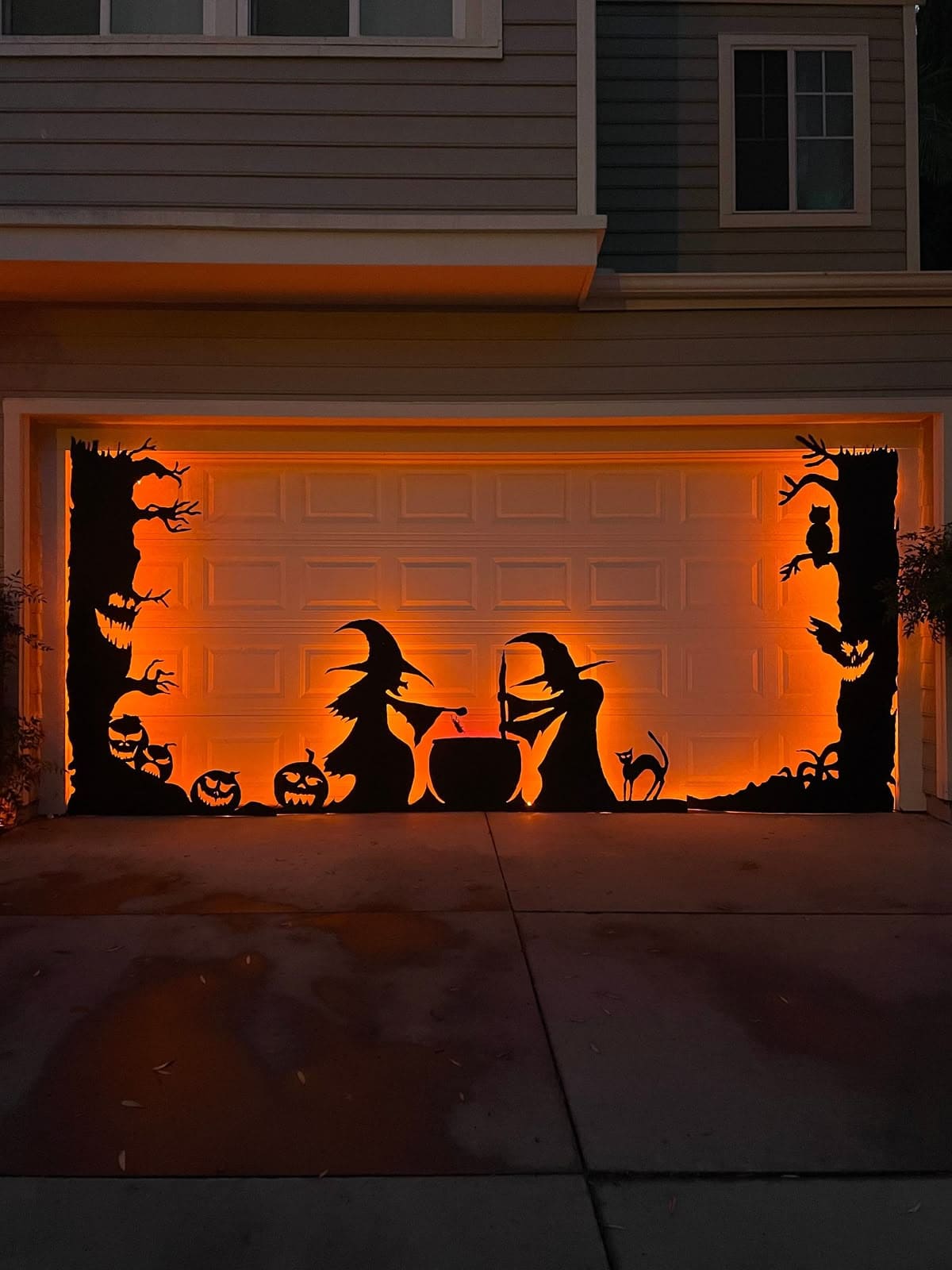 Witches Brewing Cauldron Shadow Silhouette Garage Door