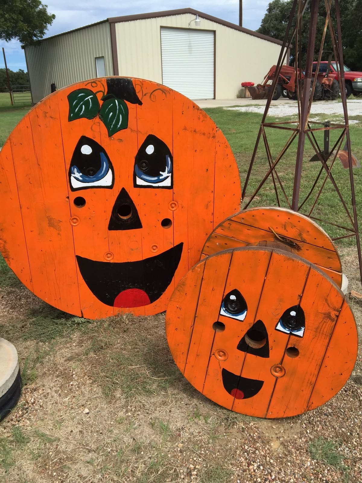Wooden Spool Pumpkins