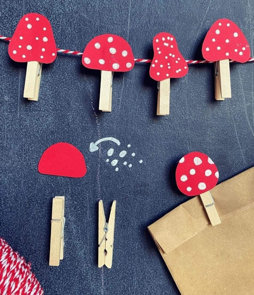 Woodland Mushroom Clothespin Clips